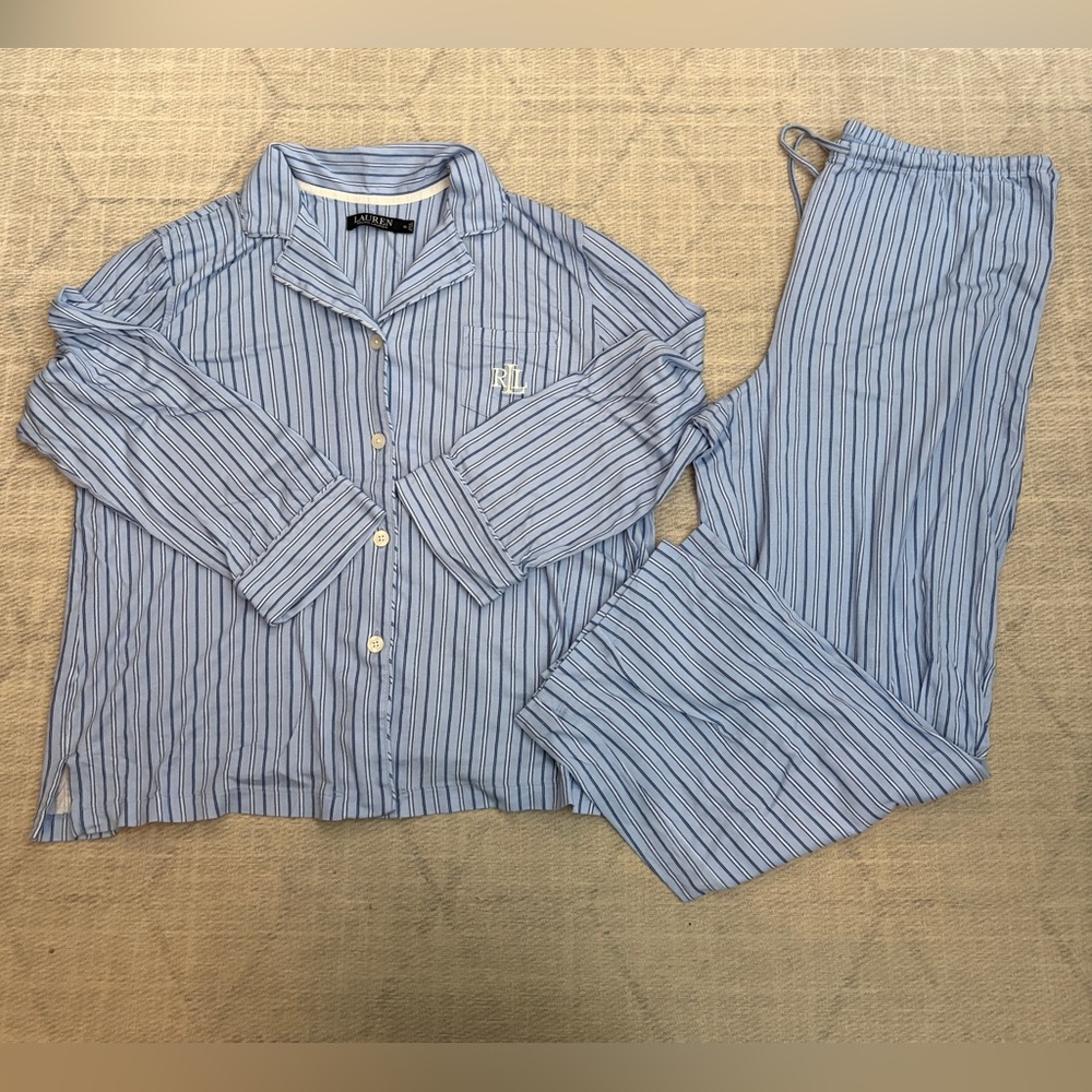 Ralph Lauren Light Blue Striped Pajama Set